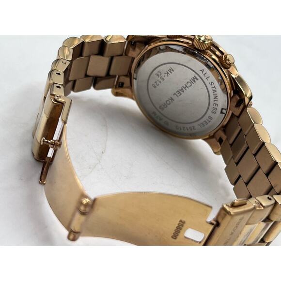 Michael Kors Runway Chronograph Rose Gold Stainless Steel Womens Watch MK5128 - Picture 9 of 14